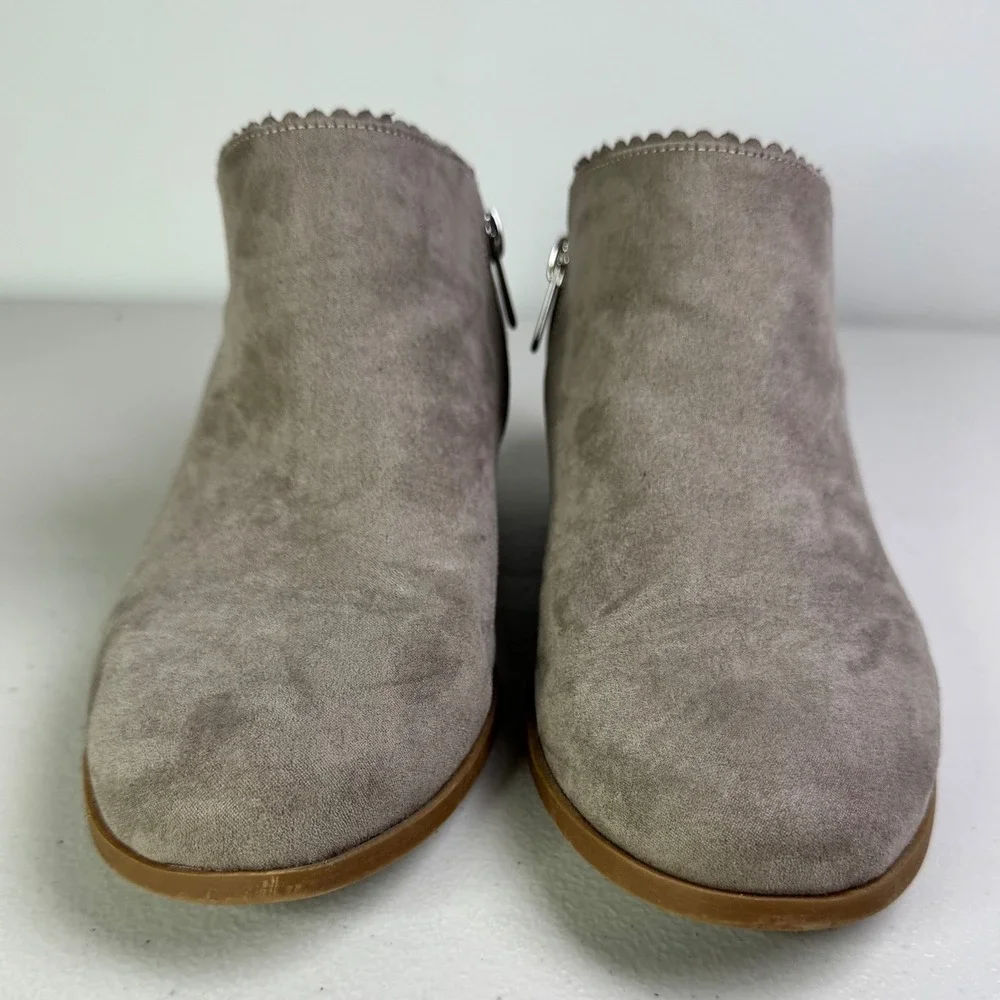 Torrid Taupe Faux Suede Scalloped Ankle Boot Women's 8.5